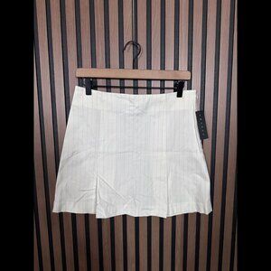 New Theory Skirt 4 / S Womens White Pin Striped Mini French Blue Leg Slit